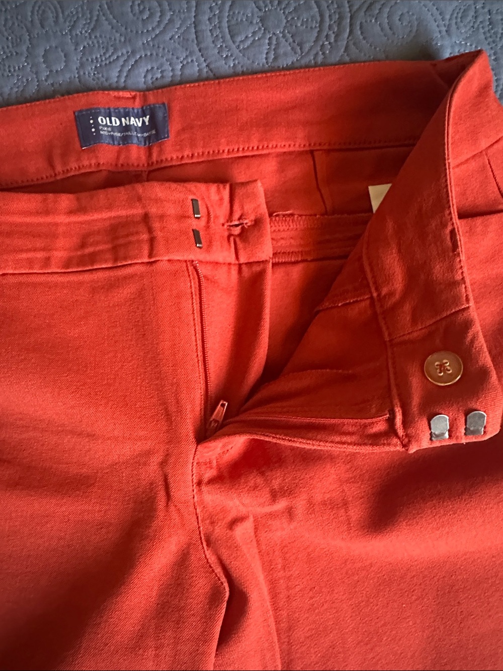 Old Navy Pixie Mid-Rise Red-Orange Straight-Leg Pants Size 12 - Picture 6 of 13